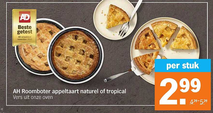 AH Roomboter appeltaart naturel of tropical