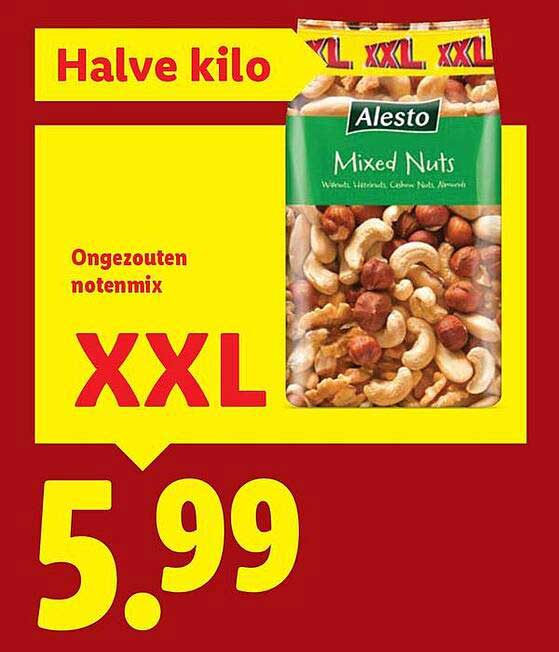 Alesto Mixed Nuts - Ongezoeten notenmix (XXL) - Halve kilo