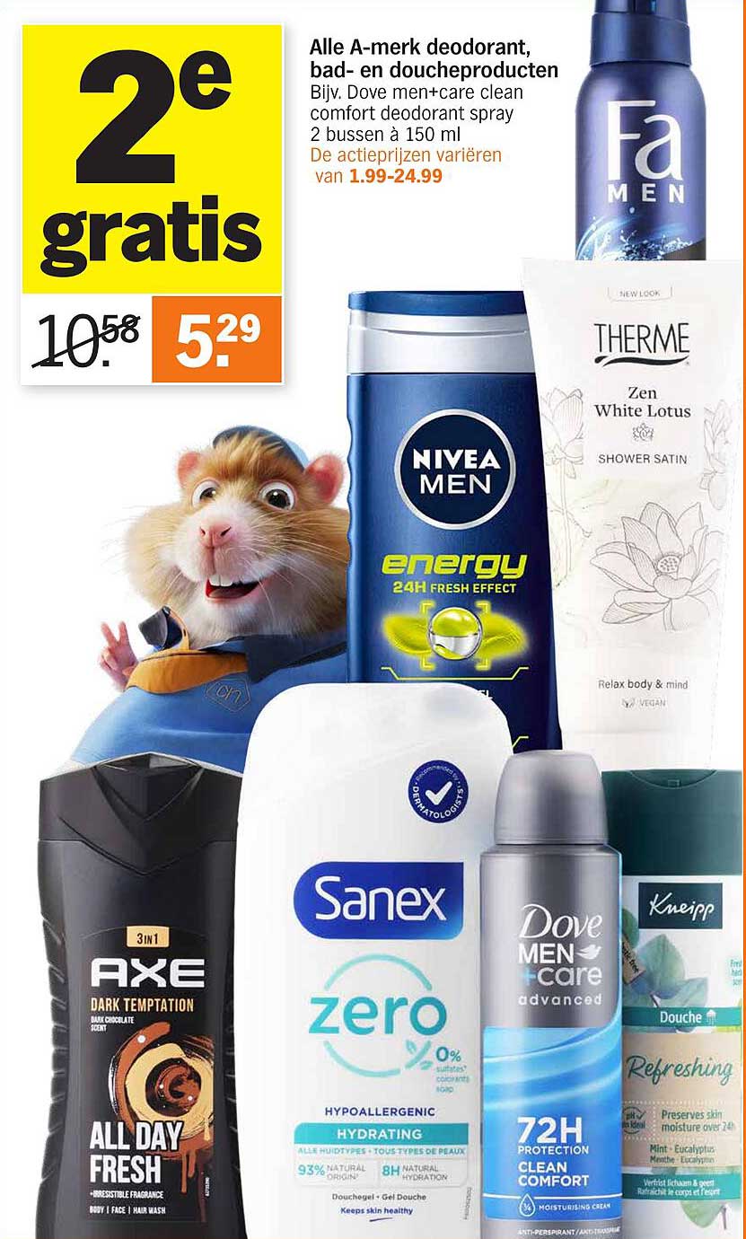 Alle A-merk deodorant, bad- en doucheproducten