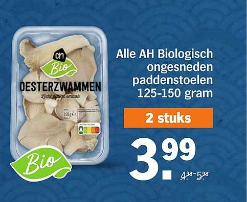 Alle AH Biologisch ongesneden paddenstoelen 125-150 gram