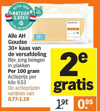 Alle AH Goudse 30+ kaas van de versafdeling