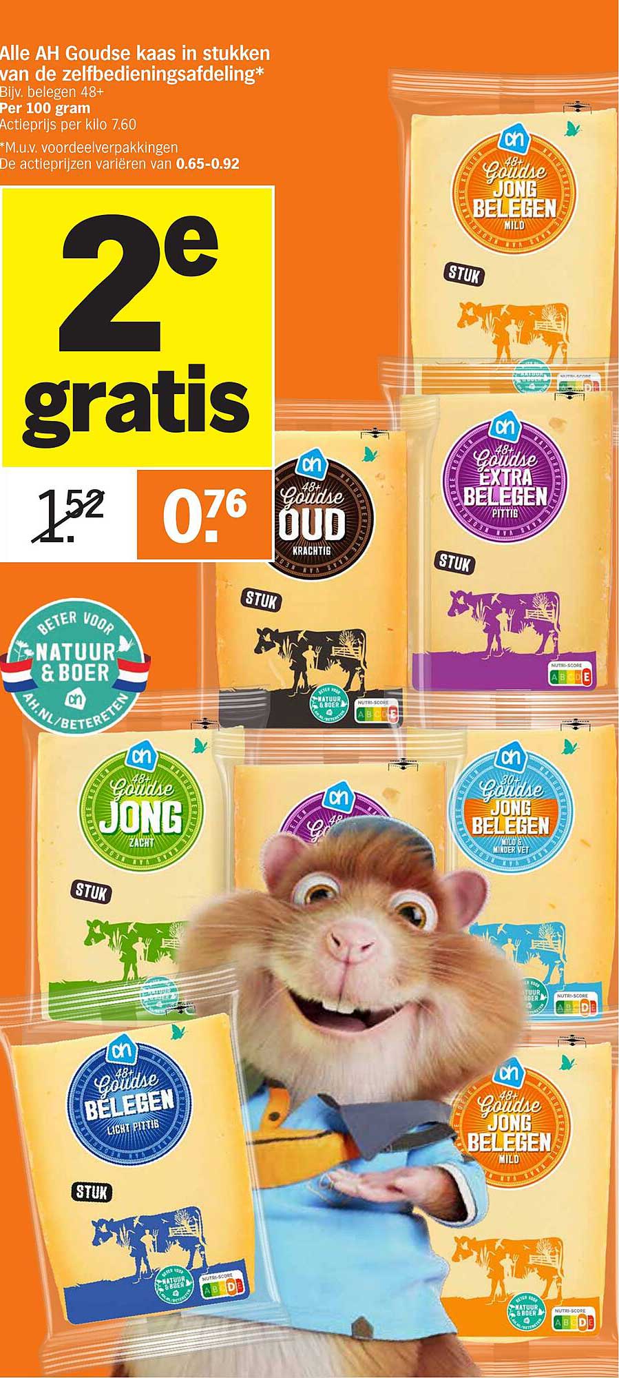 Alle AH Goudse kaas in stukken van de zelfbedieningsafdeling
