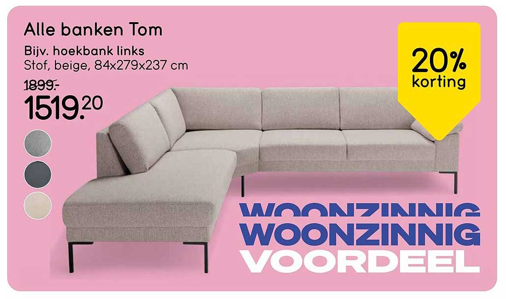 Alle banken Tom Bijv. hoekbank links