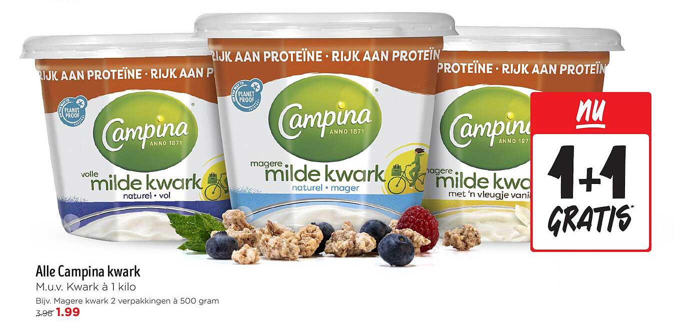 Alle Campina kwark M.u.v. Kwark à 1 kilo