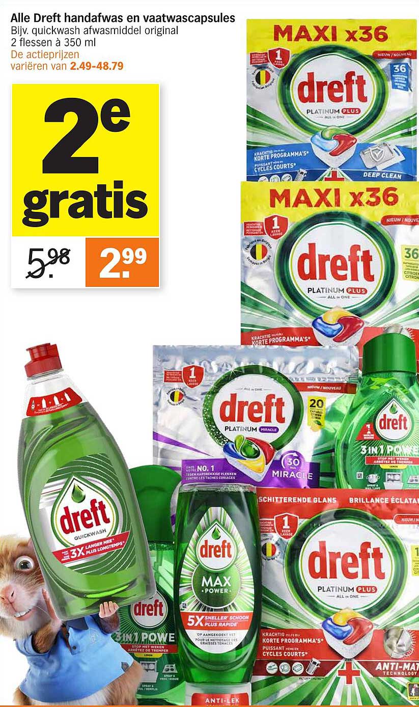 Alle Dreft handafwas en vaatwascapsules bij kopen: 2e gratis