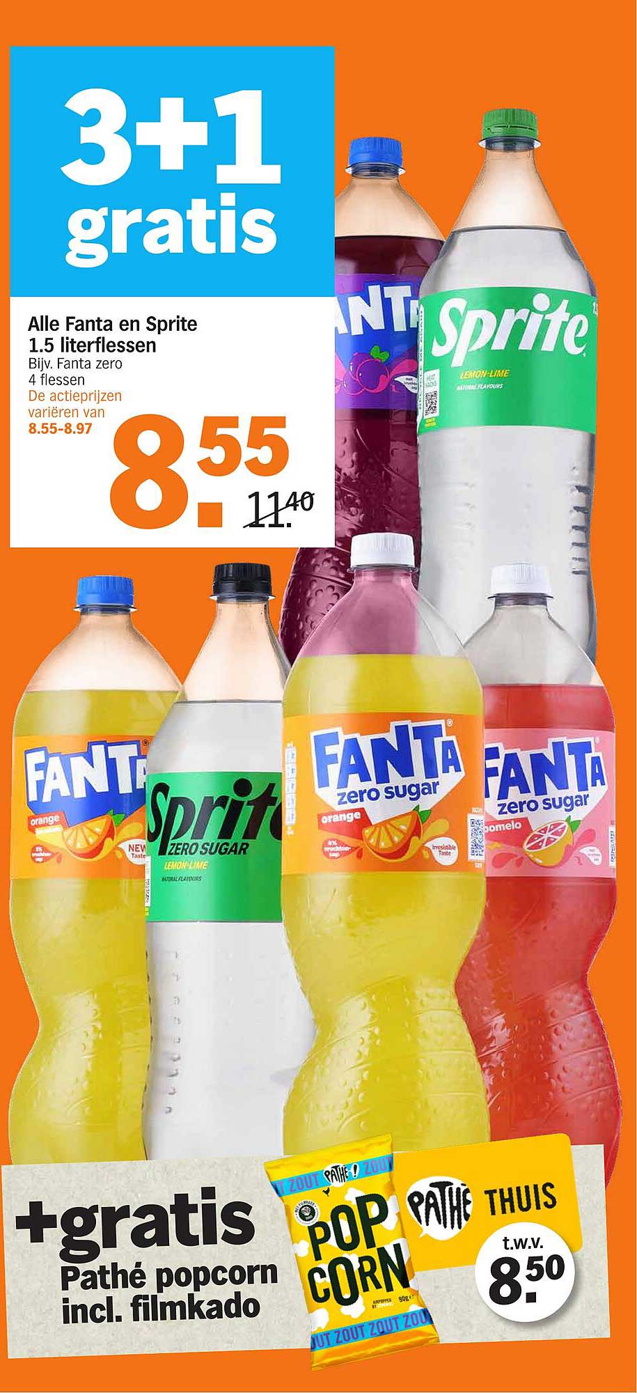 Alle Fanta en Sprite 1.5 literflessen 3+1 gratis