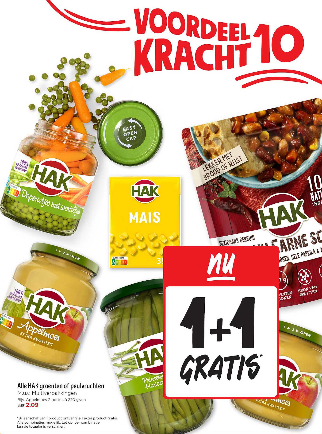 Alle HAK groenten of peulvruchten M.u.v. Multipackingen