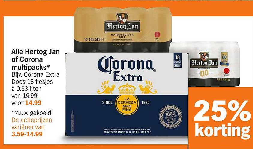 Alle Hertog Jan of Corona multipacks*