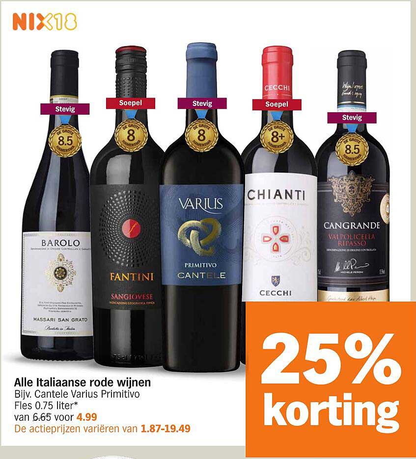 Alle Italiaanse rode wijnen Bijv. Cantele Varius Primitivo Fles 0.75 liter