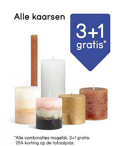 Alle kaarsen 3+1 gratis*