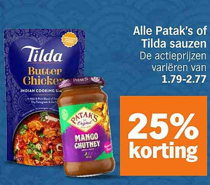 Alle Patak's of Tilda sauzen