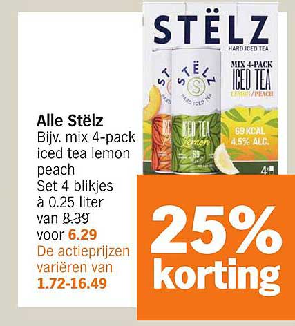Alle Stëlz Bijv. mix 4-pack iced tea lemon peach