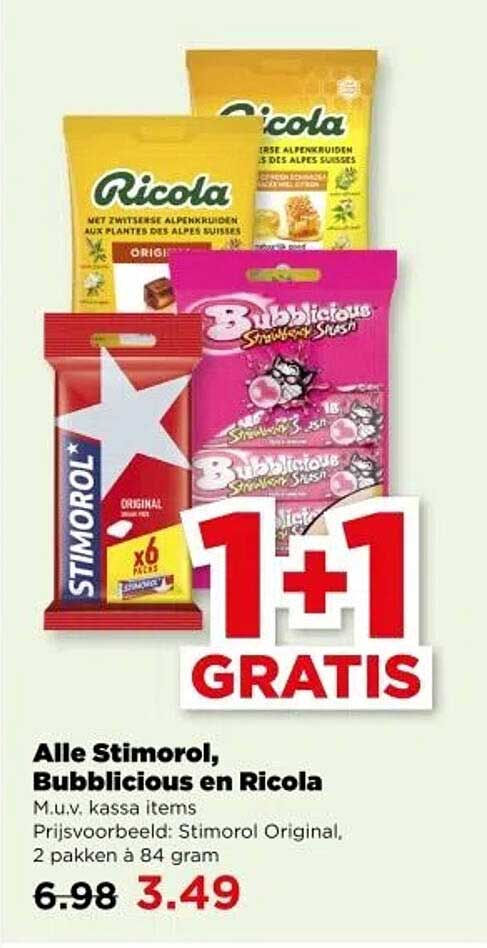 Alle Stimorol, Bubblicious en Ricola