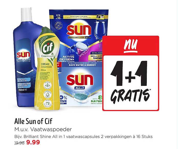 Alle Sun of Cif M.u.v. Vaatwaspoeder