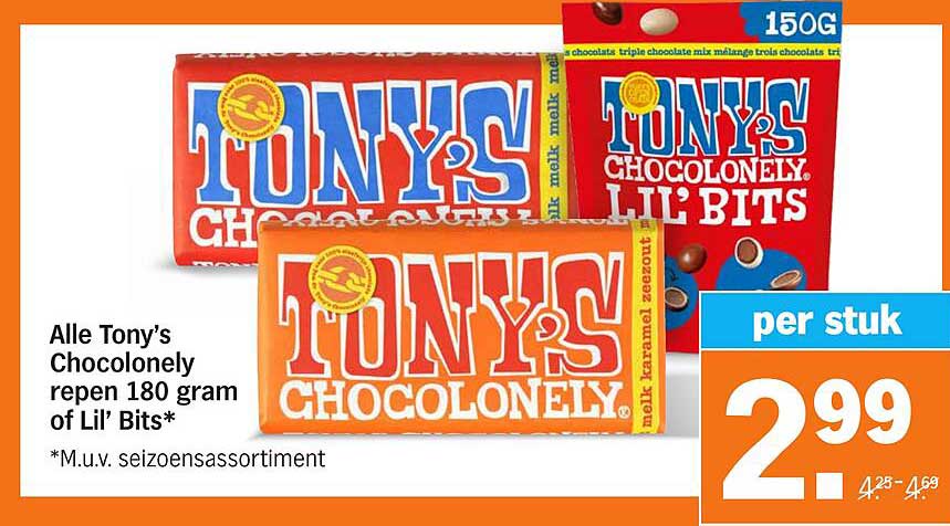 Alle Tony’s Chocolonely repen 180 gram of Lil' Bits*