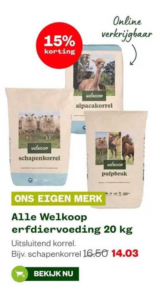 Alle Welkoop erfdiervoeding 20 kg