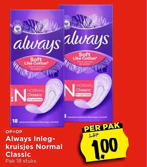 Always Inlegkruisjes Normal Classic Pak 18 stuks