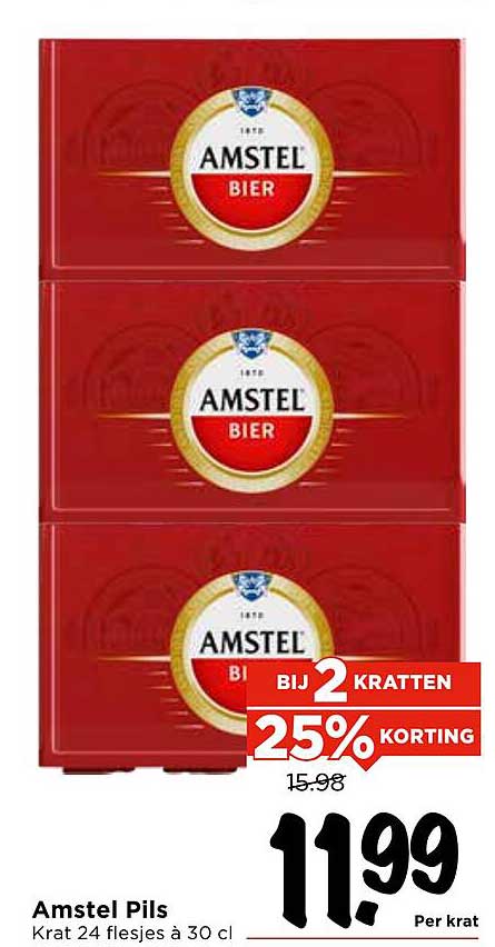 Amstel Pils Krat 24 flesjes à 30 cl