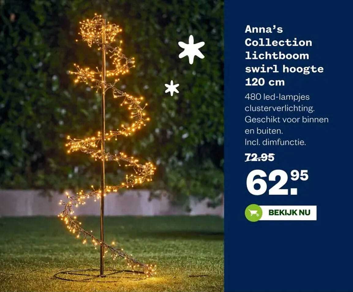 Anna’s Collection lichtboom swirl hoogte 120 cm