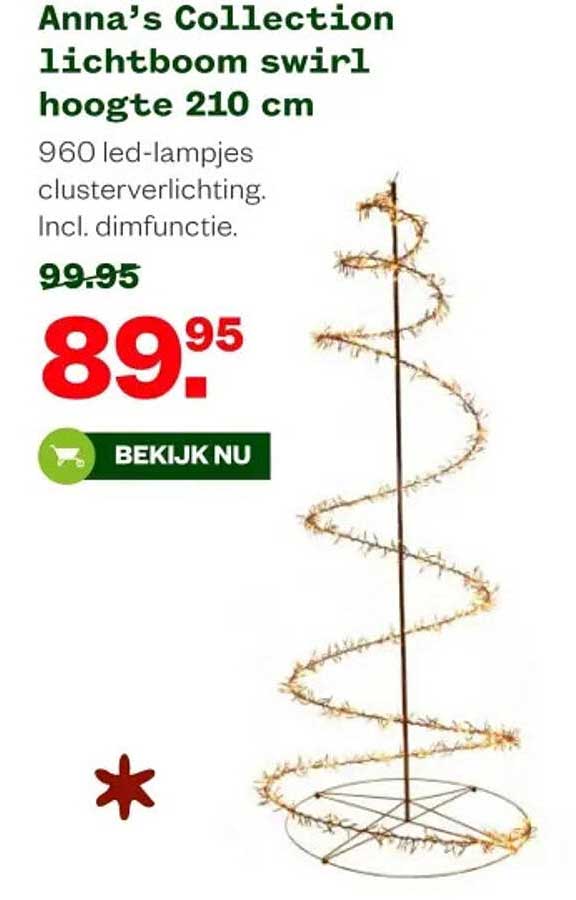 Anna's Collection lichtboom swirl hoogte 210 cm
