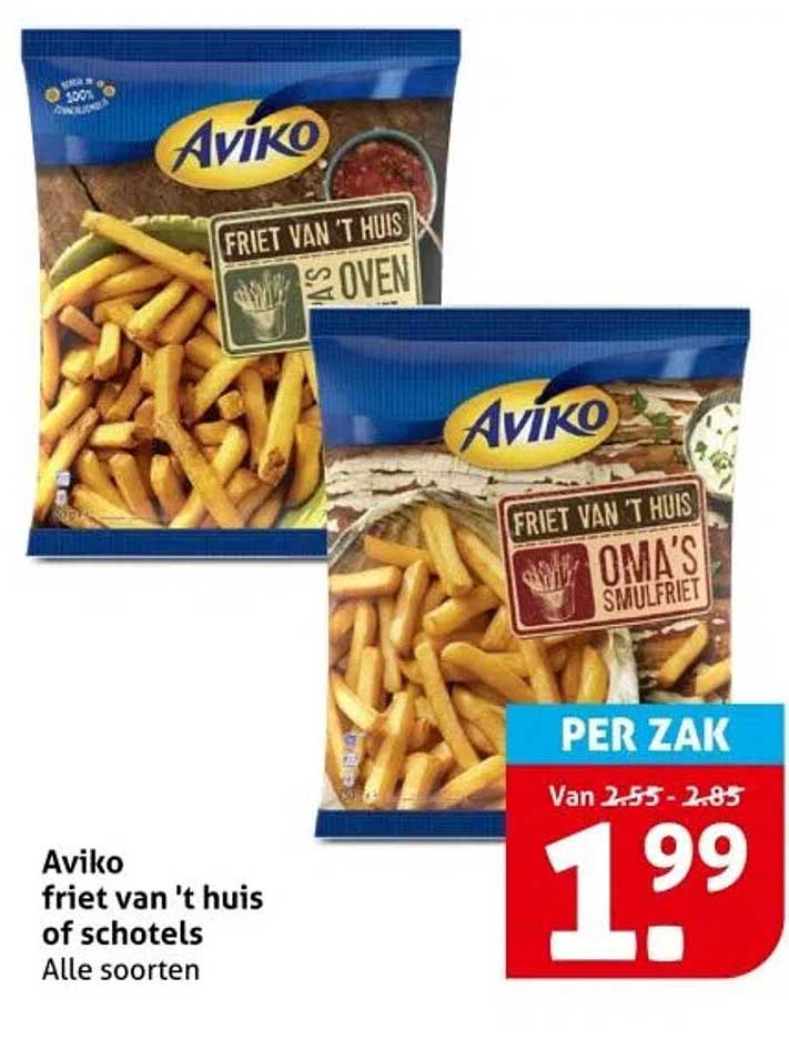 Aviko friet van 't huis of schotels, alle soorten