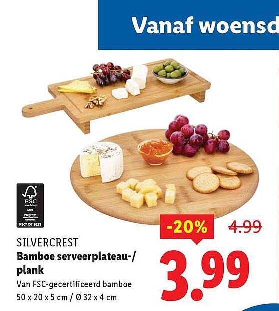 Bamboe serveerplateau-/plank