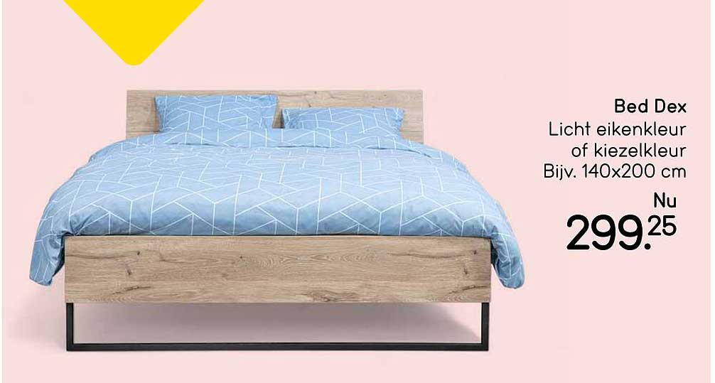 Bed Dex Licht eikenkleur of kiezelkleur Bijv. 140x200 cm