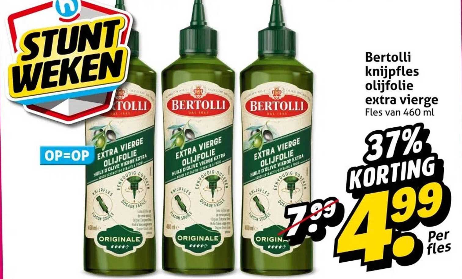 Bertolli knijpfles olijfolie extra vierge Fles van 460 ml