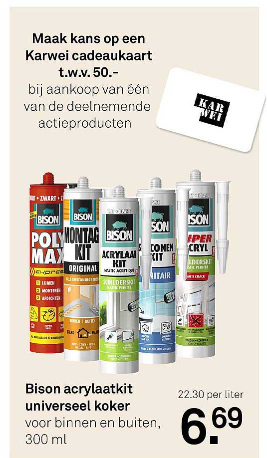 Bison acrylaatkit universeel koker voor binnen en buiten, 300 ml