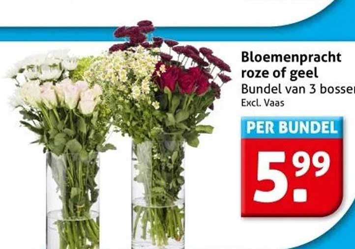 Bloemenpracht rozen of geel bundel van 3 bossen
