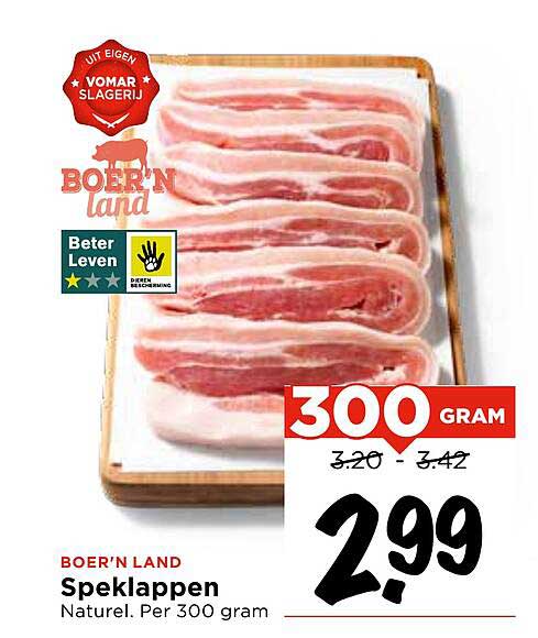 BOER'N LAND Speklappen Natuur. Per 300 gram