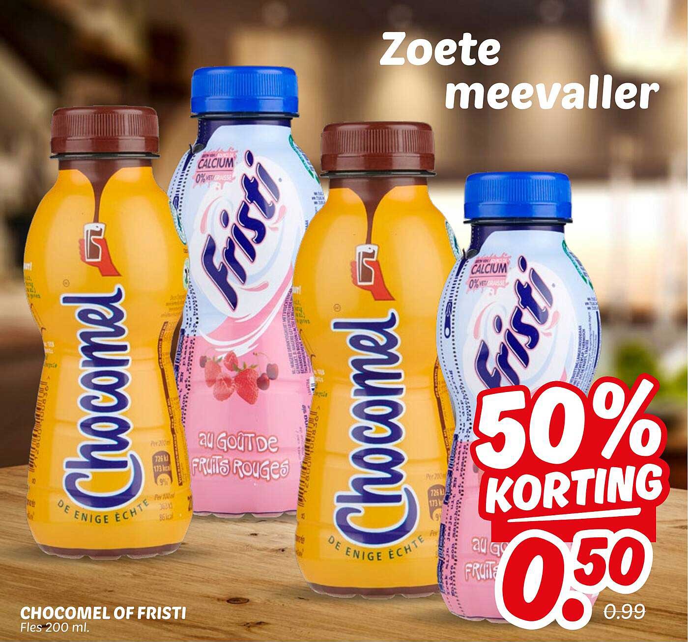 Chocomel of Fristi Fles 200 ml.