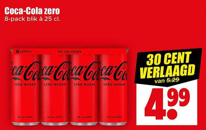 Coca-Cola zero 8-pack blik à 25 cl.