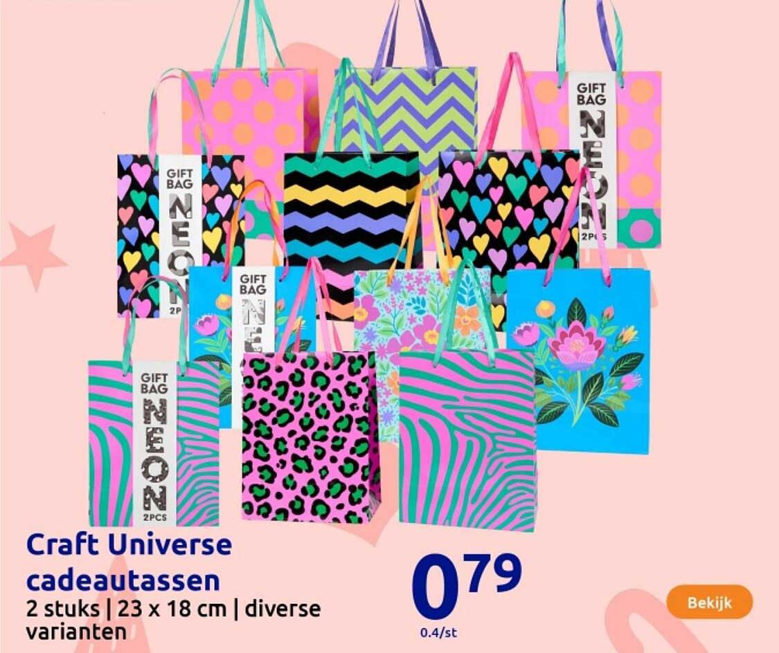 Craft Universe cadeau tassen 2 stuks | 23 x 18 cm | diverse varianten