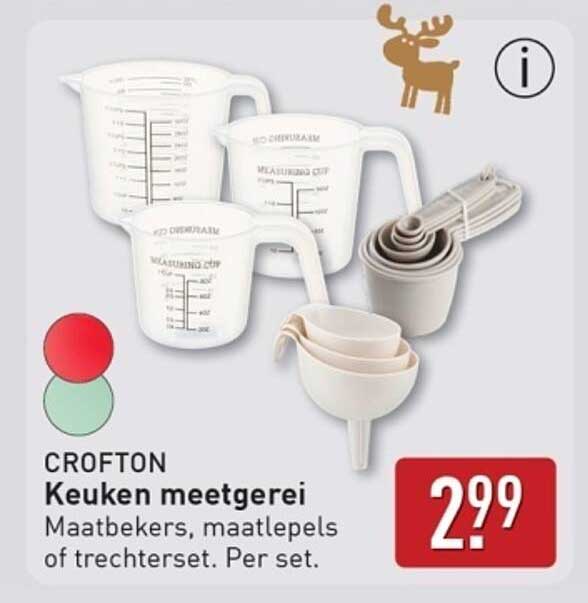 CROFTON Keuken meetgerei Maatbekers, maatlepels of trechterset. Per set.