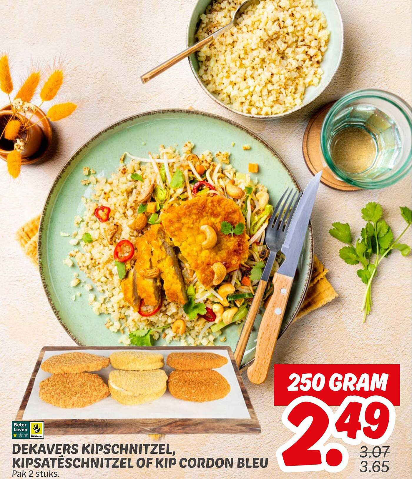 DEKAVERS KIPSCHNITZEL, KIPSATÉSCHNITZEL OF KIP CORDON BLEU Pak 2 stuks