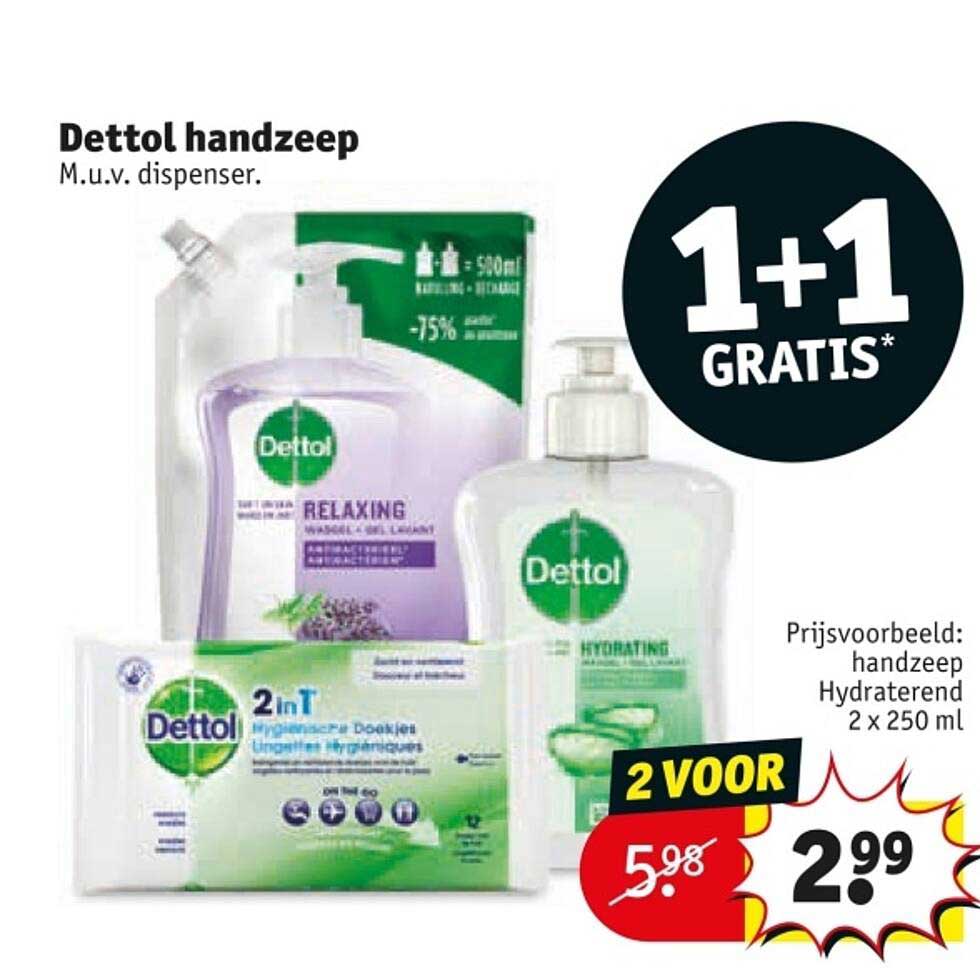 Dettol handzeep M.u.v. dispenser.