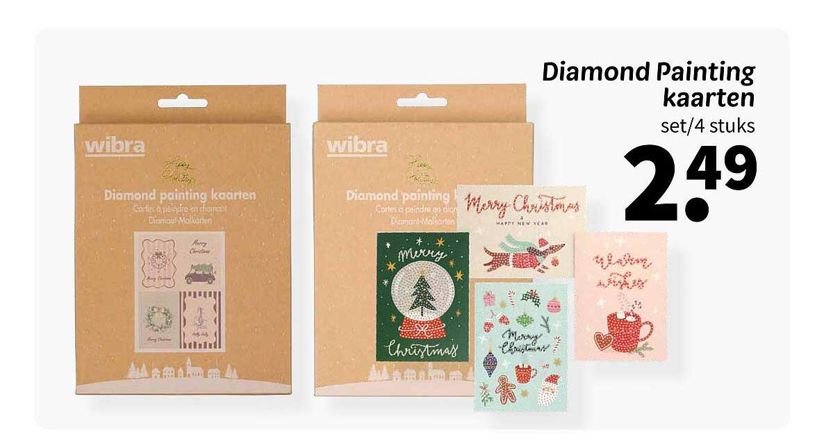 Diamond Painting kaarten set/4 stuks