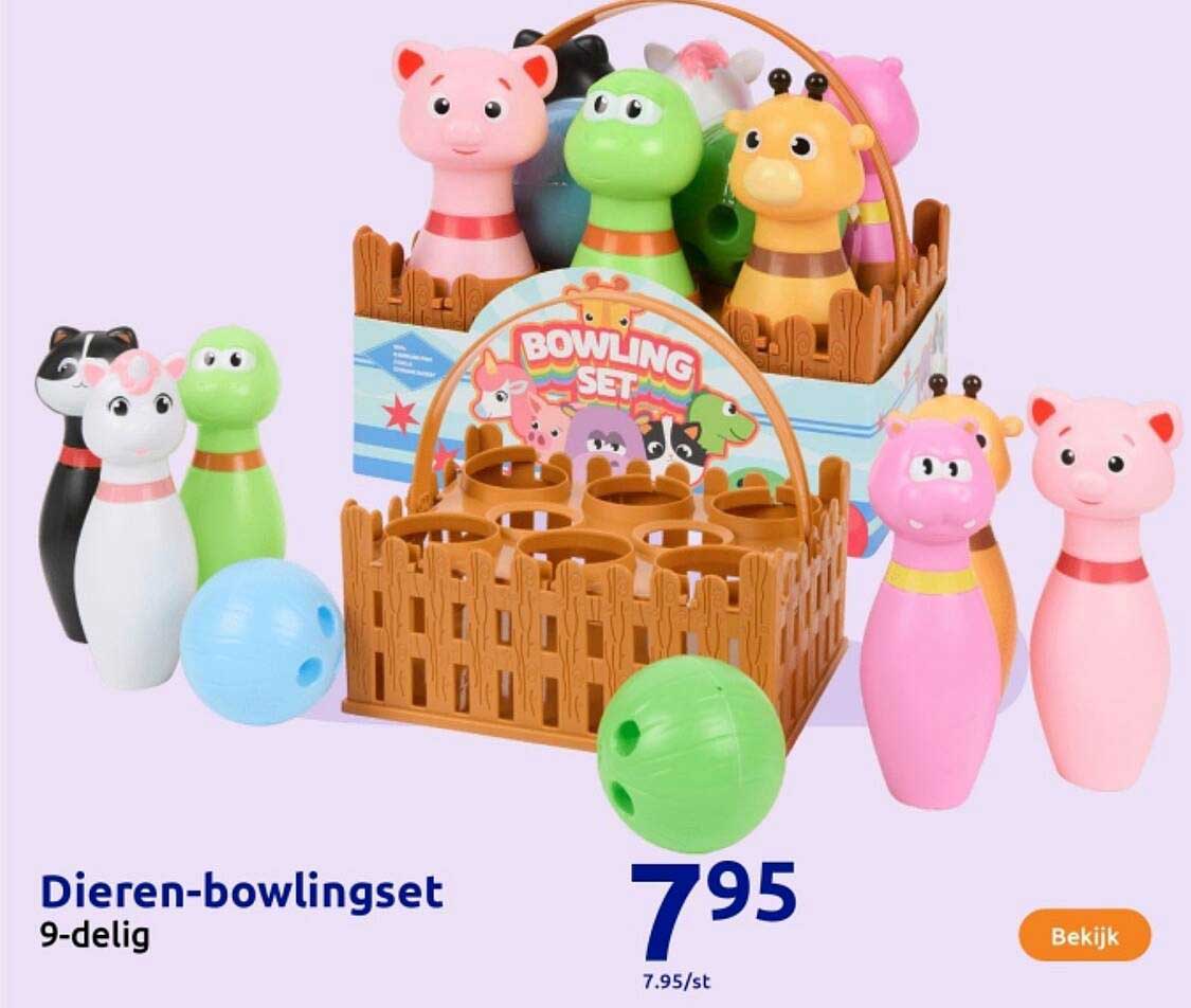 Dieren-bowlingset 9-delig