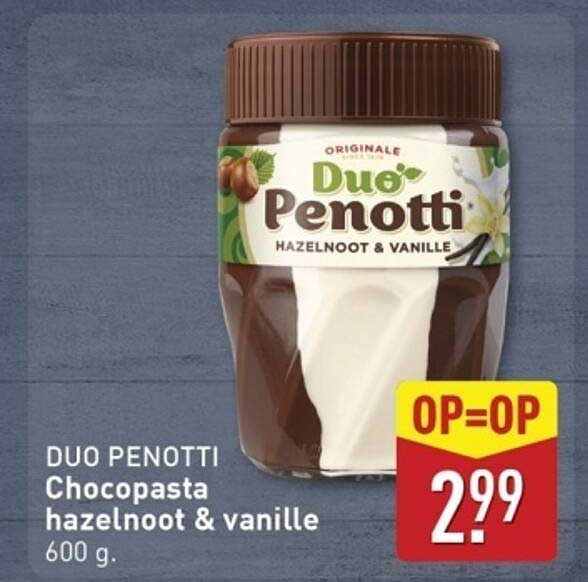 DUO PENOTTI Chocopasta hazelnoot & vanille 600 g.