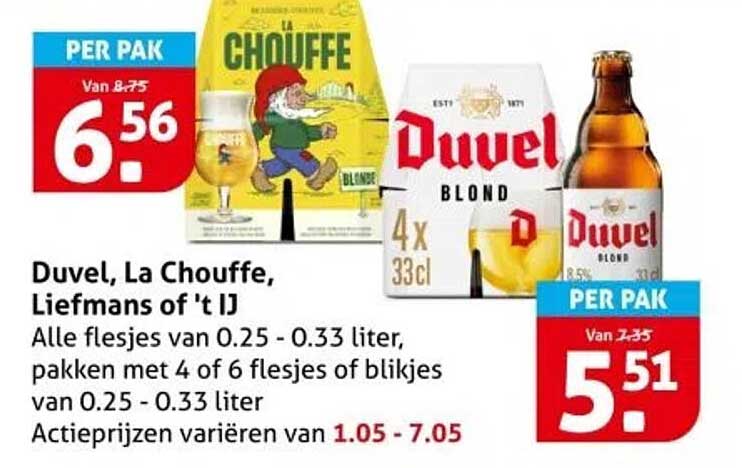 Duvel, La Chouffe, Liefmans of 't IJ