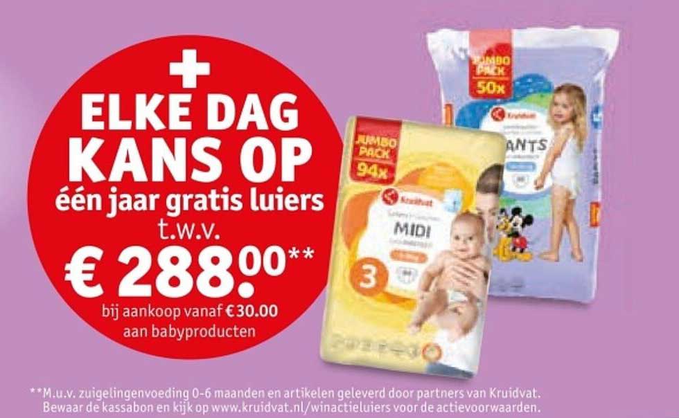 Elke dag kans op één jaar gratis luiers t.w.v. € 288,00