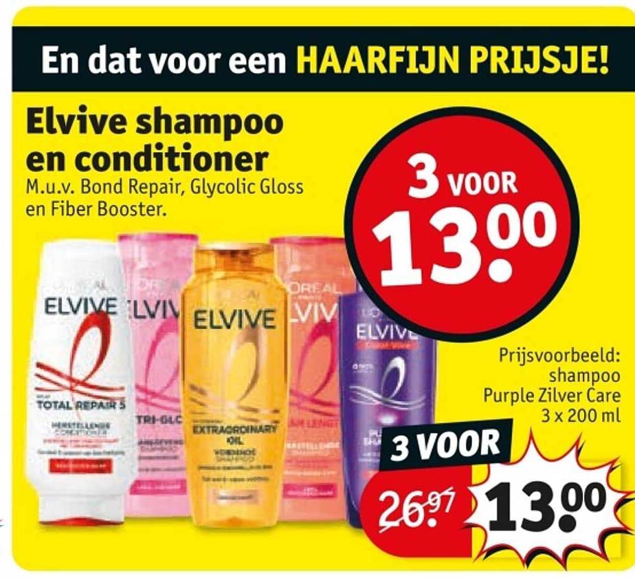 Elvive shampoo en conditioner M.u.v. Bond Repair, Glycolic Gloss en Fiber Booster.