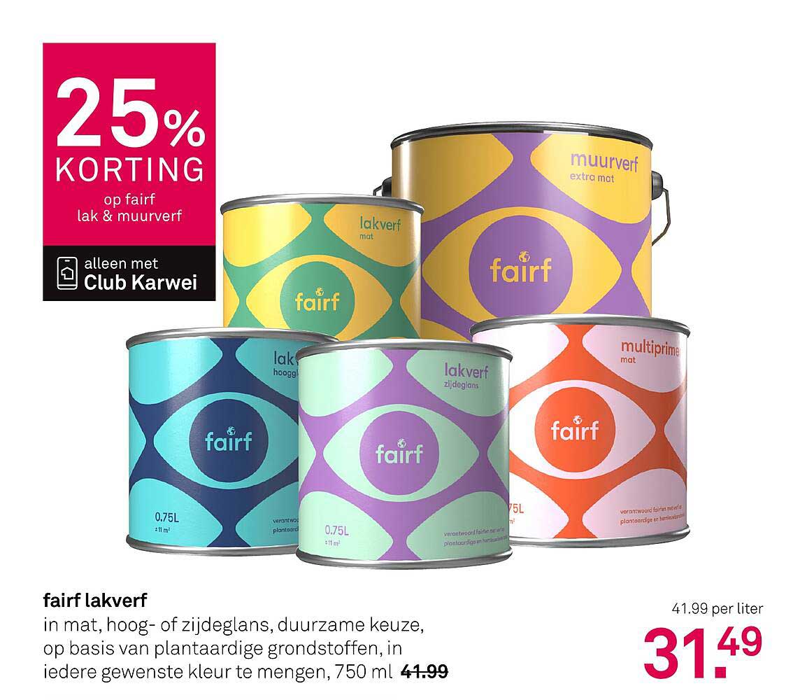 fairf lakverf in mat, hoog- of zijdeglans, duurzame keuze, op basis van plantaardige grondstoffen, in iedere gewenste kleur te mengen, 750 ml