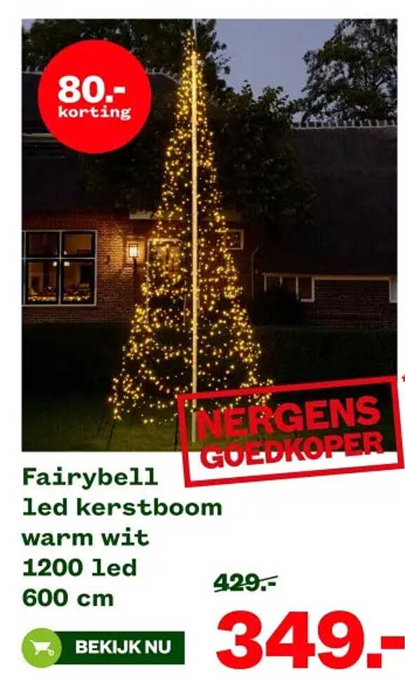 Fairybell led kerstboom warm wit 1200 led 600 cm