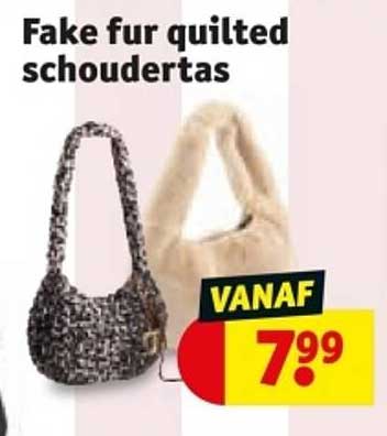 Fake fur quilted schoudertas