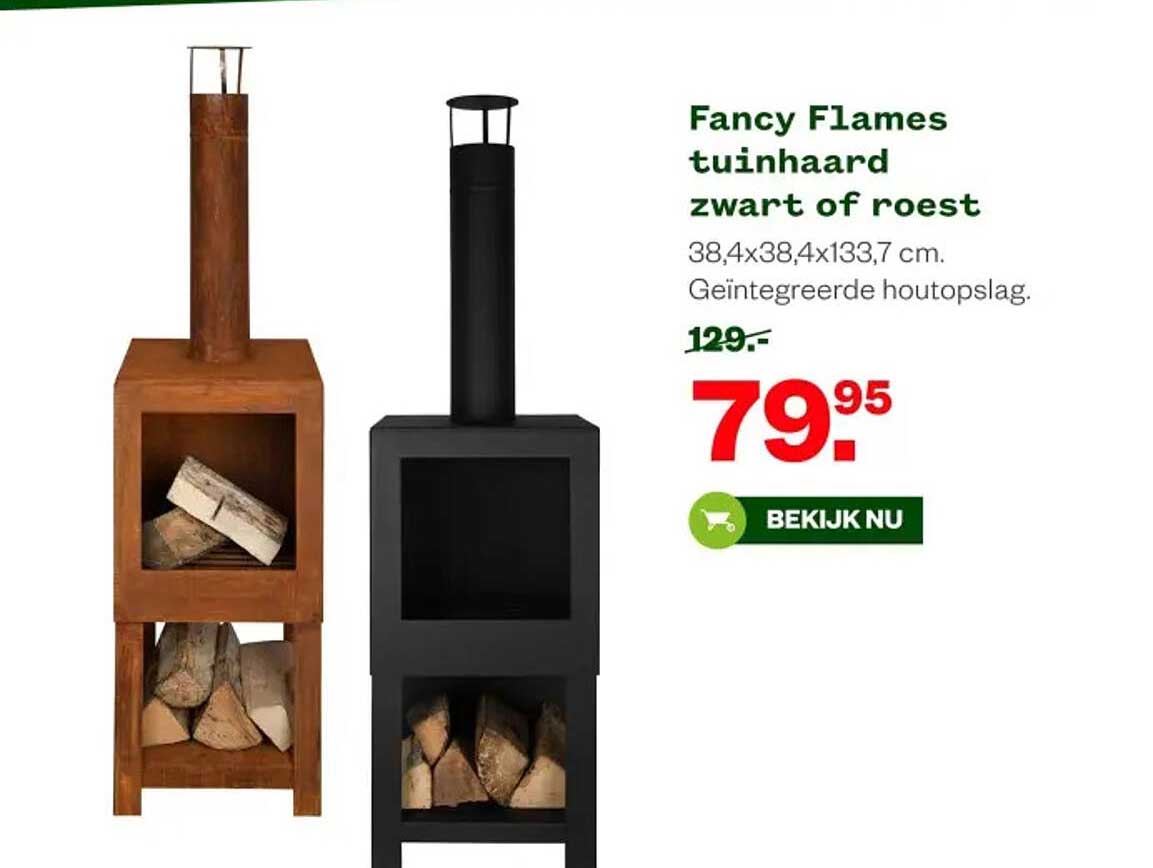 Fancy Flames tuinhaard zwart of roest
