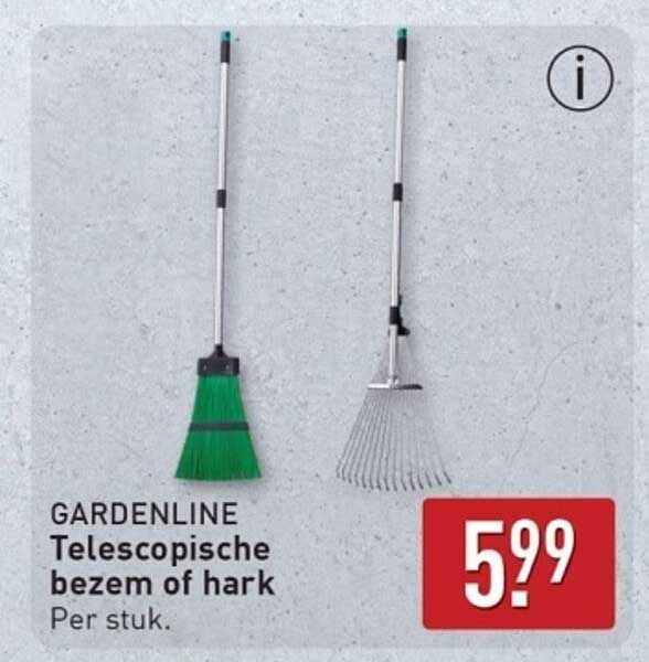 GARDENLINE Telescopische bezem of hark