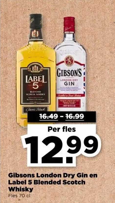 Gibsons London Dry Gin en Label 5 Blended Scotch Whisky