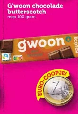 G'woon chocolade butterscotch reep 100 gram